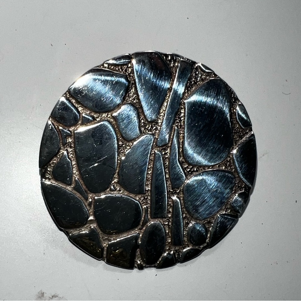 Sterling Silver circle necklace pendant with etched design